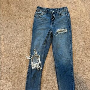 Topshop Distressed Blue Jeans